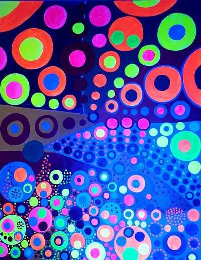 Obra 10 de puntillismo abstracto con luces por Gabino Amaya