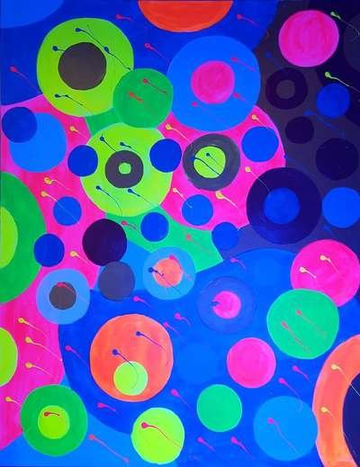 Obra 15 de puntillismo abstracto con luces por Gabino Amaya